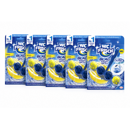 WC Frisch WC Stein Kraft Aktiv Blaues Wasser Lemon 5x50g