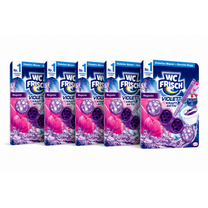WC Frisch WC Stein Kraft Aktiv Violett Magnolie 5x50g