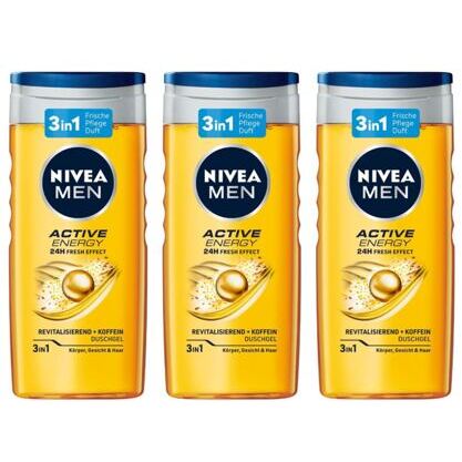 Nivea Men Duschgel 3 in1 Active Energy Koffein 3x250ml
