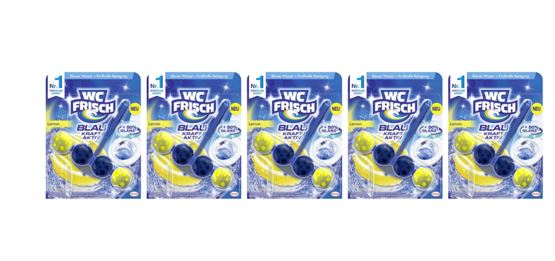 WC Frisch WC Stein Kraft Aktiv Blaues Wasser Lemon 5x50g