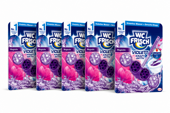 WC Frisch WC Stein Kraft Aktiv Violett Magnolie 5x50g