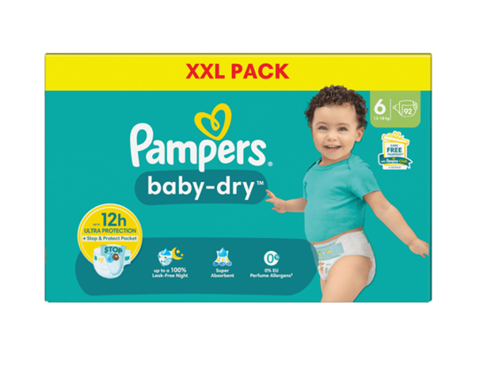 Pampers Baby Dry Gr.6 Extra Large 13-18kg XXL Pack 92Stk.