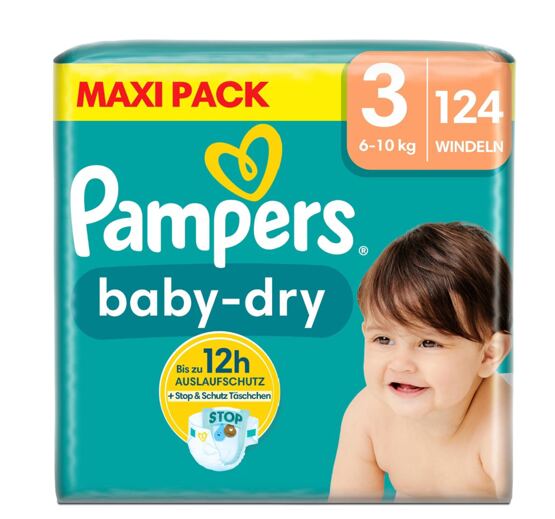 Pampers Baby Dry Gr.3 Midi 6-10kg Maxi  Pack 124stk