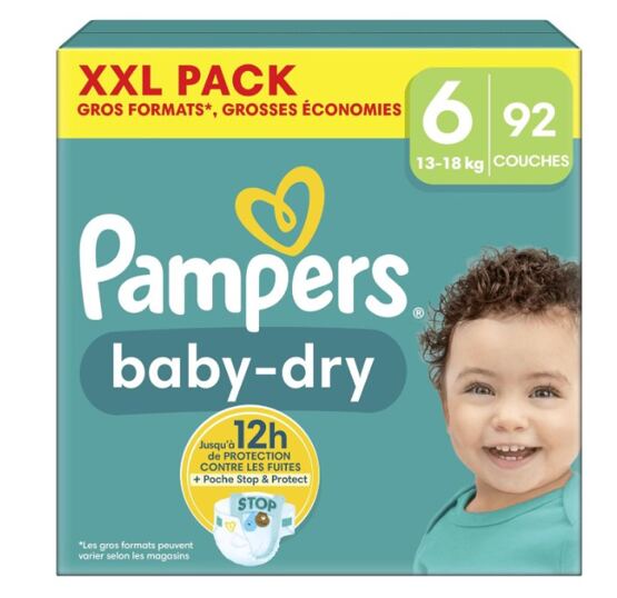 Pampers Baby Dry Gr.6 Extra Large 13- 18kg XXL Pack 92stk