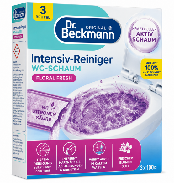 Dr.Beckmann Intensiv-Reiniger WC-Schaum Floral Fresh 3x100g
