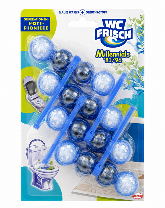 WC Frisch WC Stein Kraft Aktiv Blauspüler Millennials 4x50g