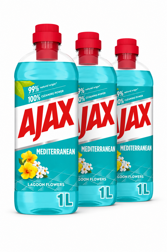AJAX Allzweckreiniger Mediterranean Lagoon Flower 3x1L